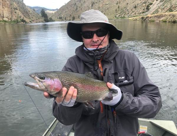 Phil Jones with a rainbow trout from Land of the Giants