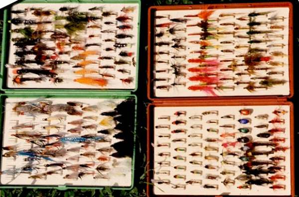 A box of Artificial Trout Flies