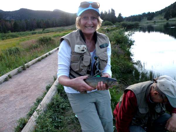 Jackie Berger with a Greenback Cutthroat Trout from Lily Lake