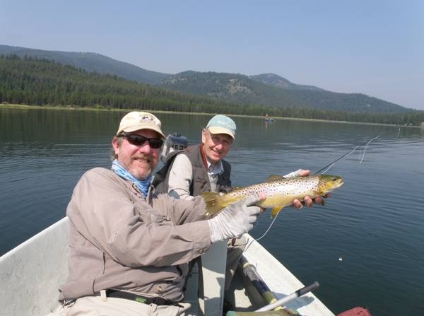 Pat with a Brown Trout on Hebgen Lake