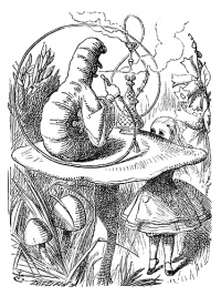 Caterpillar on mushroom - from Alice in Wonderland, by John Tenniel