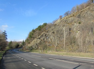 The entrance to Stanner Rocks NNR off the A44
