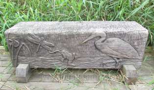 One of the beautifully carved benches in the reserve